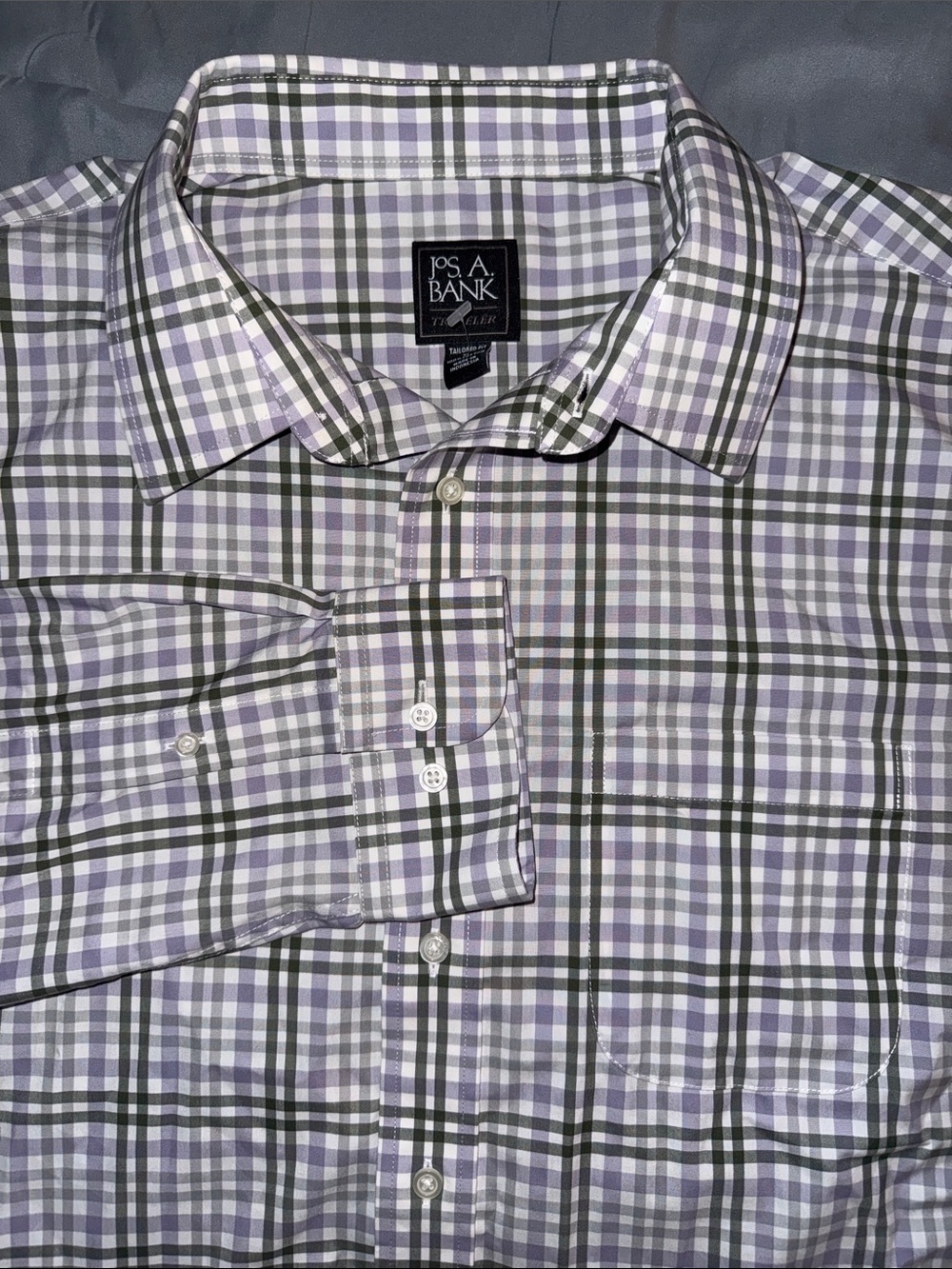 Jos. A. Bank Lavender and Gray Plaid Dress Shirt